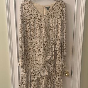 Elegant Cream leopard Polka Dot Dress